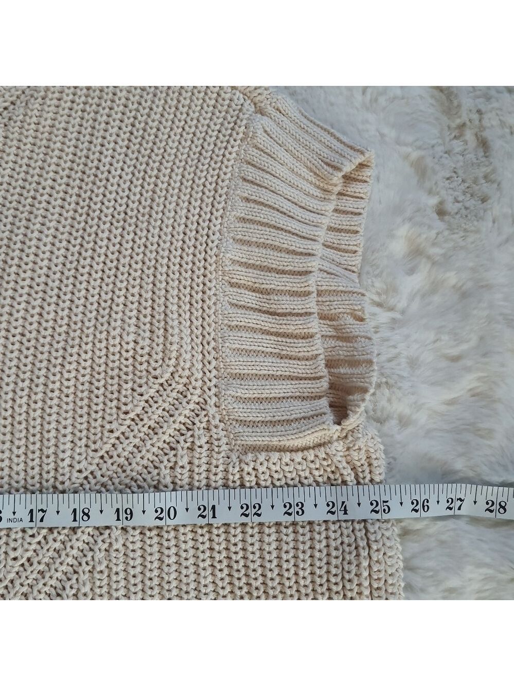 Pure Handknit Katherine Sweater Poncho Womens S/M Cream SS Oversized - Picture 14 of 14